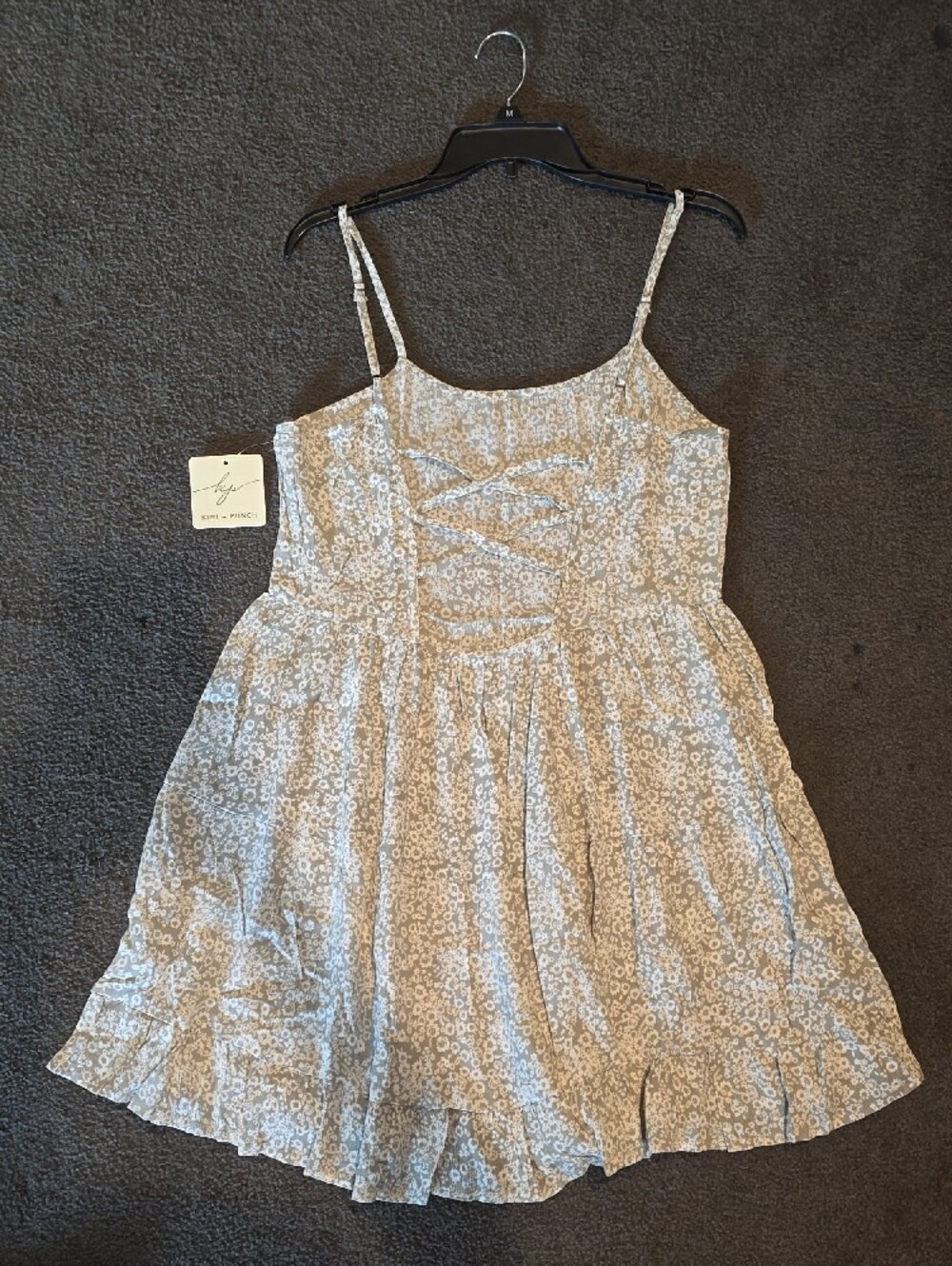 Light Blue Floral Midi Sundress with Spaghetti Straps - Picture 4 of 7